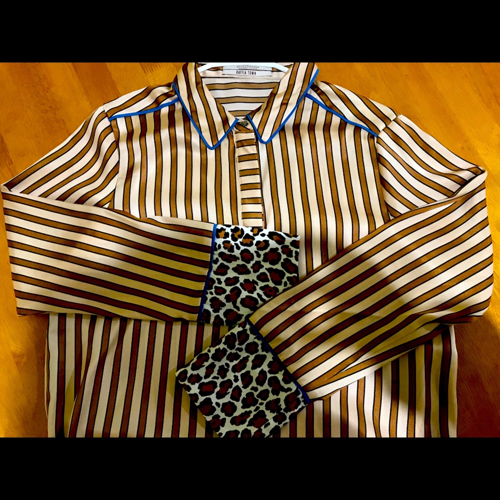 Scotch & Soda Striped and Leopard Print Blouse